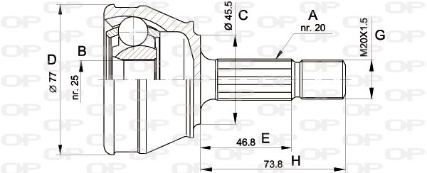 OPEN PARTS Шарнирный комплект, приводной вал CVJ5031.10